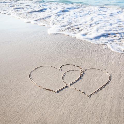 hearts in sand